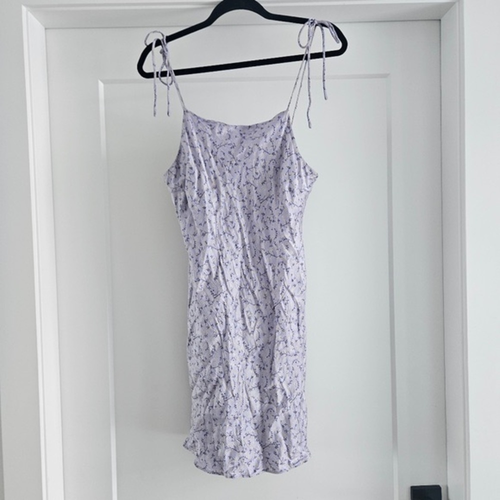 Zara Lavender Floral Tie-Strap Mini Dress
